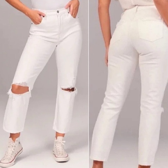 Abercrombie Ankle High Rise Straight Jeans - Picture 1 of 6